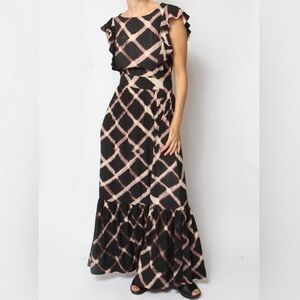 The Odells Seville Maxi Dress Rayon Black Purple L
